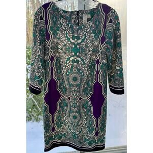 Emma & Michele 8 Purple & Green Paisley design dress.
